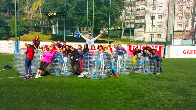 Little bubble football game in Barcelona 