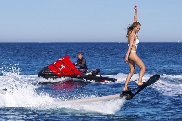 Hoverboard next to the jet ski 