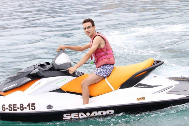 With the jet ski stopped 