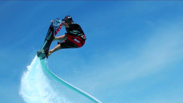  At high altitude with the hoverboard 