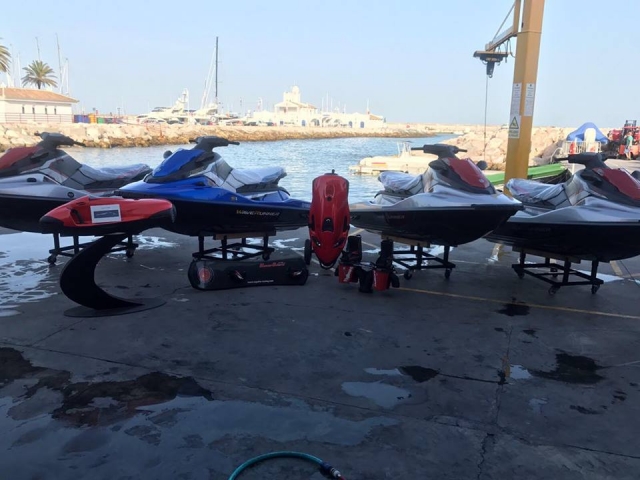  Jet skis waiting in port 