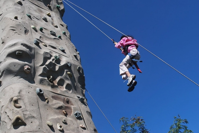  Practicing at the climbing wall 