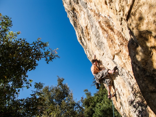  Practicing rock climbing 