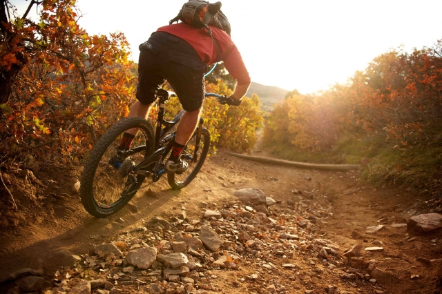  Riding a mountain bike 