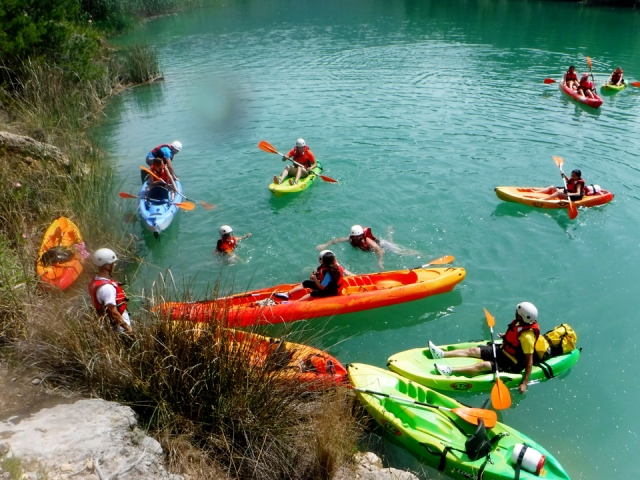  Kayaking between mountains 