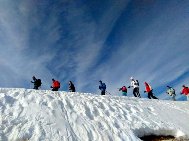  Trekking with snowshoes 