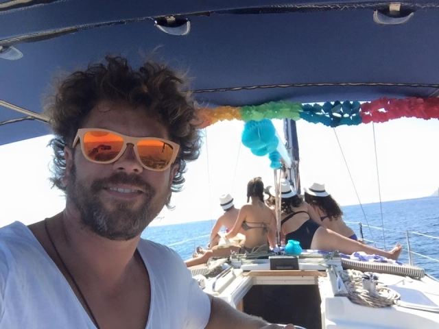 Disfrutando del barco