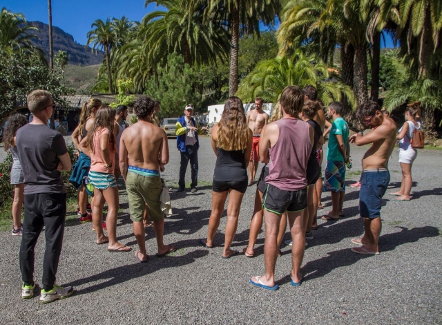  In a circle around the guide 