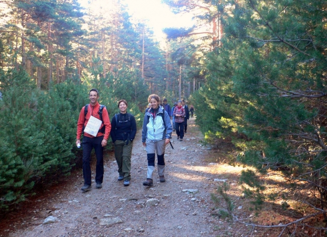  Walking in a group along the trail 