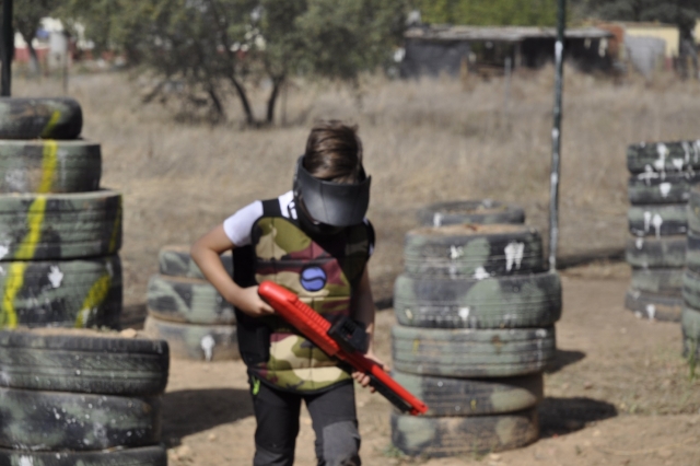  On the children's paintball field 