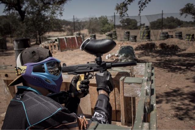Shooting with a blue mask 