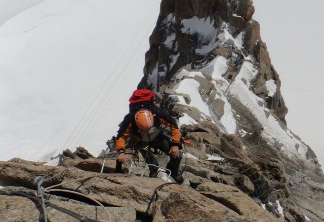  Ferrata in the snowy mountain