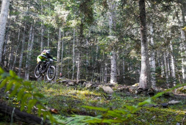 BTT elevandose sobre el sendero