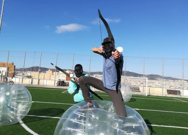 Apuntando sobre el inflable