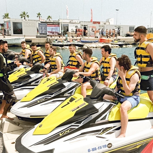  Friends on the jet skis in the port