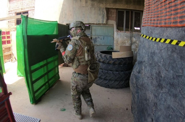 Equipado durante la batalla de airsoft