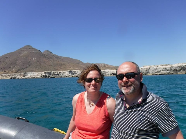  Couple on the boat on the Almeria coast 