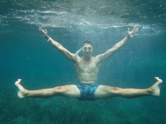  Submerged with snorkel goggles