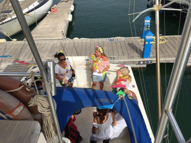 De despedida en el barco en Sancti Petri
