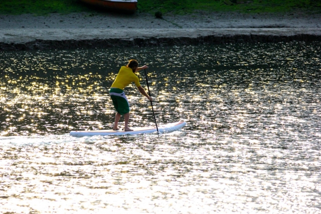 Paddling on the board on the Basque coast 