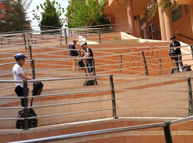  Along the ramps on a Segway 