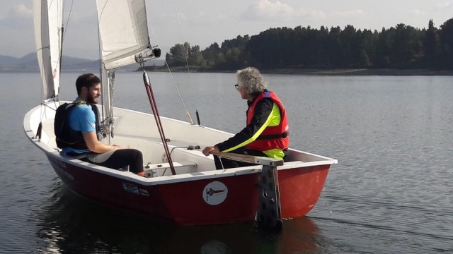  On the sailboat with the instructor 