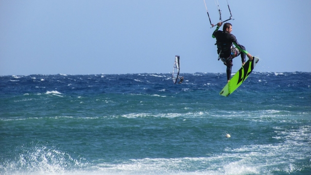  Practicing kitesurfing 