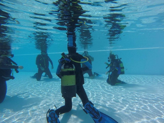  En groupe en piscine 