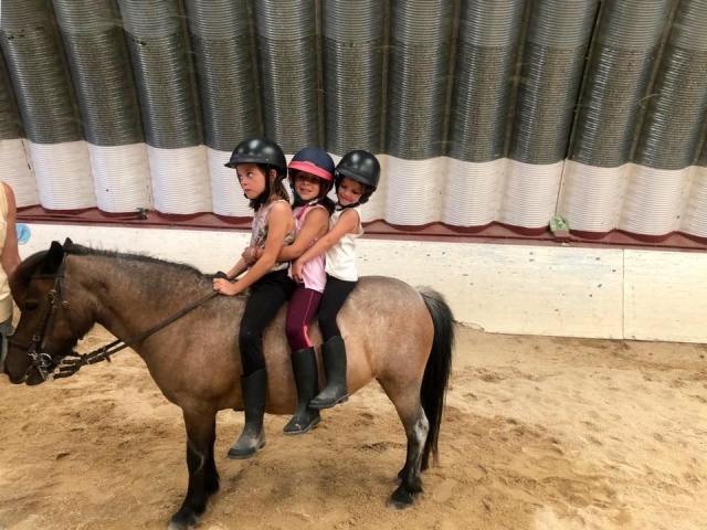 Alumnas de equitación practicando el equilibrio