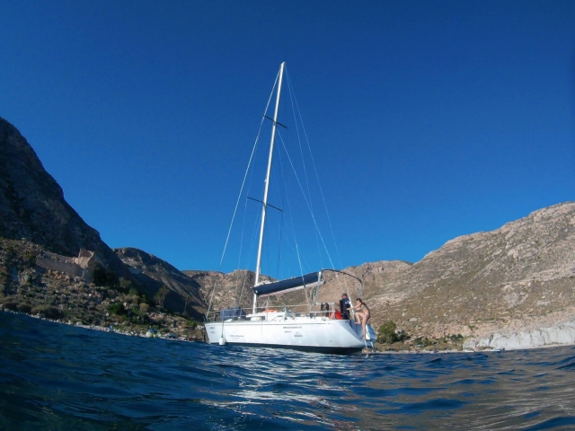  Getting on the boat after swimming 
