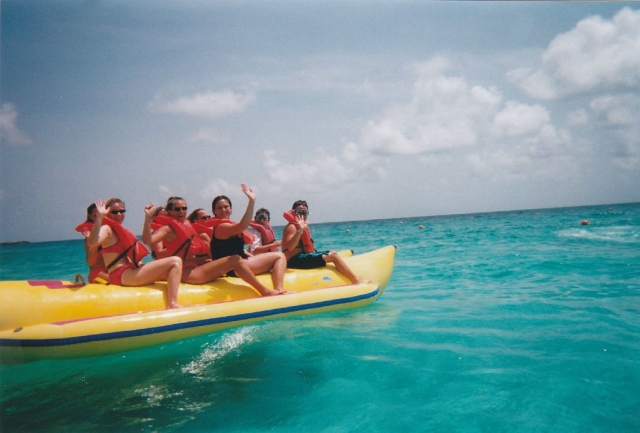Saludando desde la banana boat