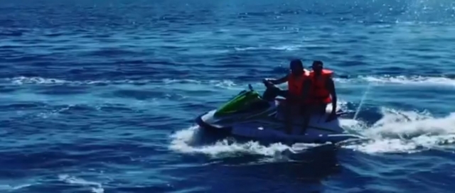 En el Mediterráneo barcelonés en jet ski
