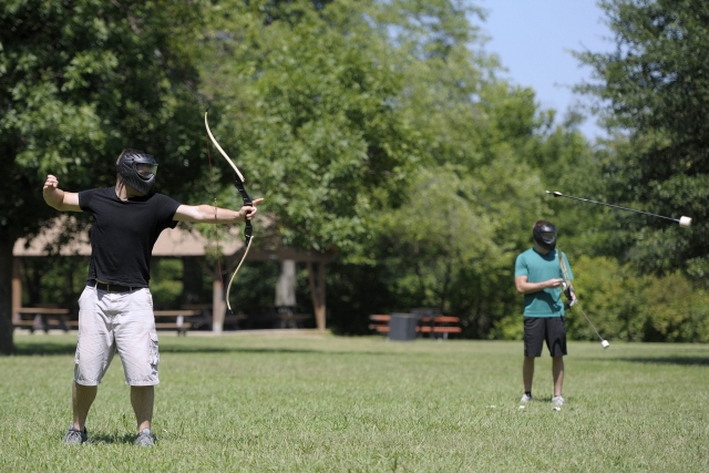  Archer throwing the archery tag arrow 