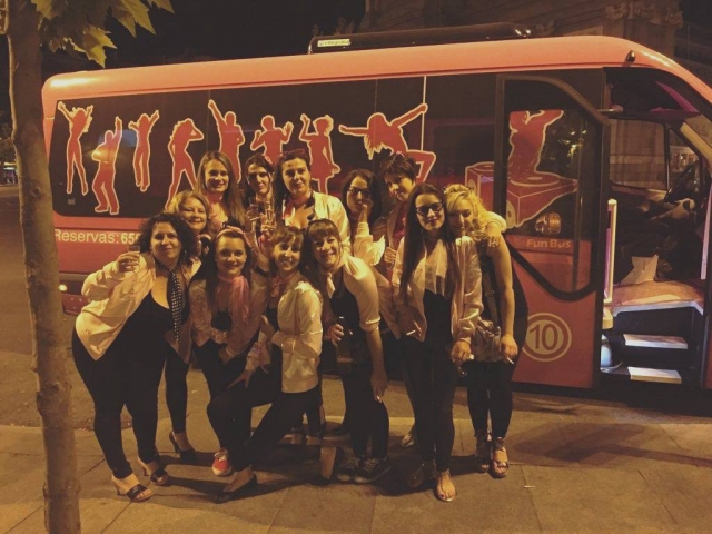  Bachelorette party in disco bus 