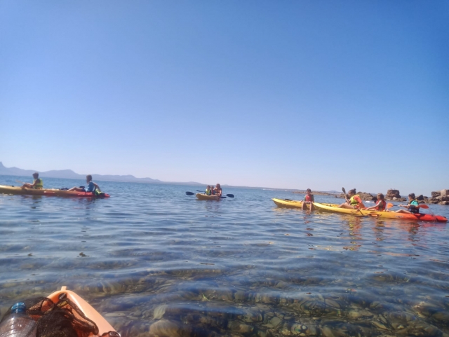 Grupo haciendo kayak