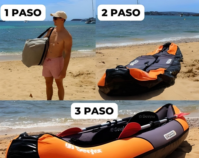 Kayak hinchable en 3 pasos