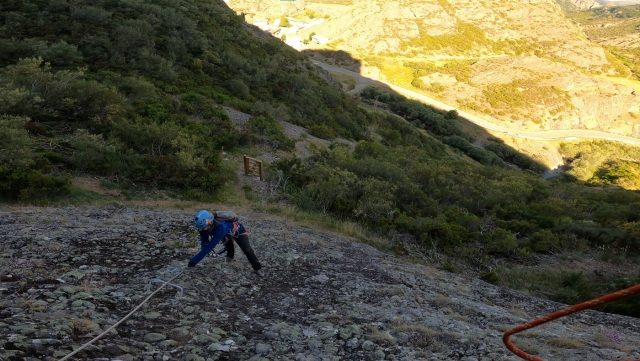  Beginning the climb on the via ferrata 