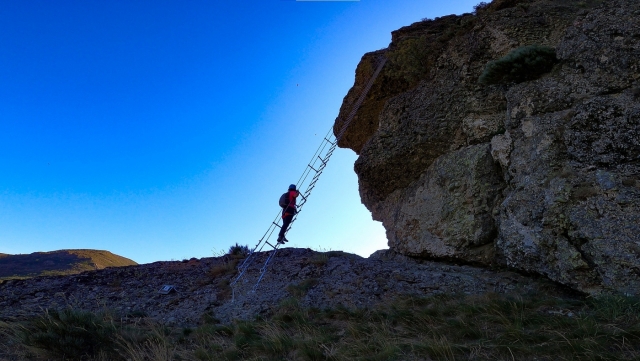  Climbing the stairs of the via ferrata 