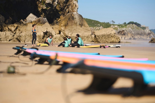 Surfing equipment on Llanes beach 
