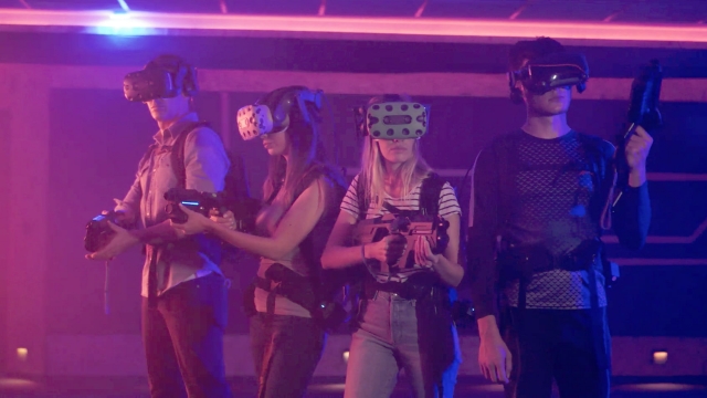  Team of friends prepared for virtual reality 