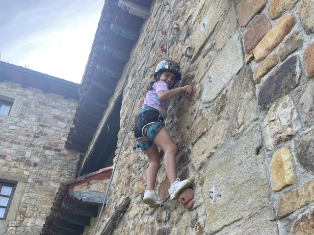  Practicing climbing during the camp