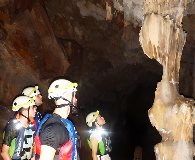  During the caving session 
