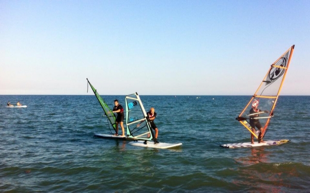 Enjoying windsurfing 