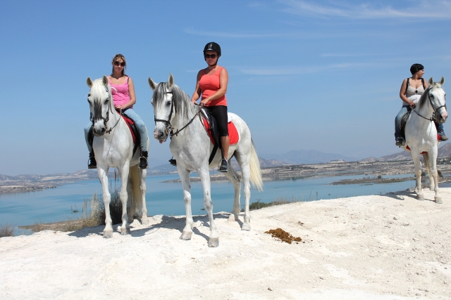 Gran grupo montando a caballo en Torrevieja