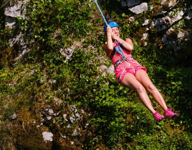 Descent of 6 zip lines, Beyos Gorge