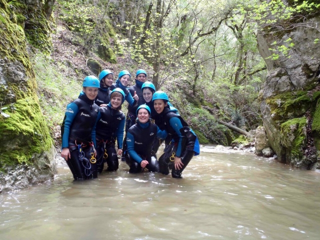  Adventurers doing canyoning 