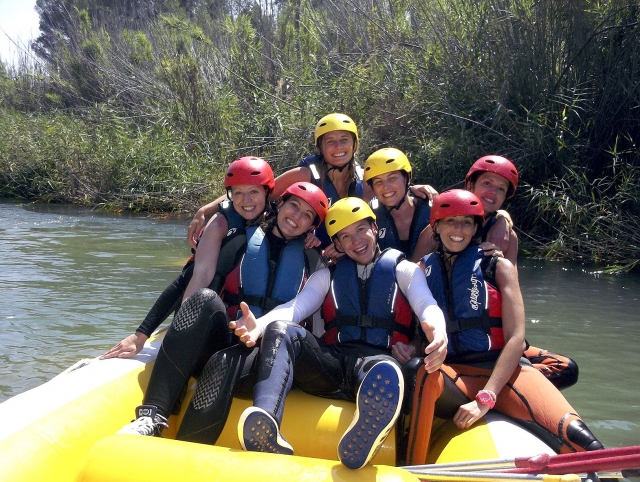  A group of friends practicing rafting 