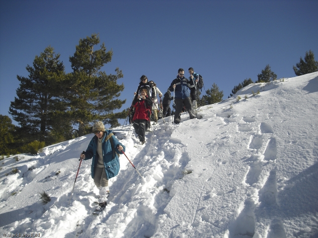 Con raquetas de nieve