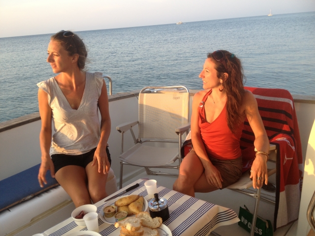 Disfrutando en el barco