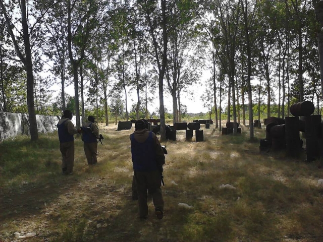  In the middle of the paintball battle 
